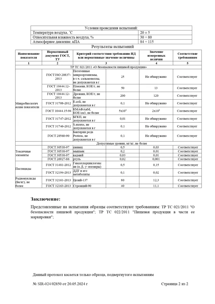 Протокол испытаний — страница 2